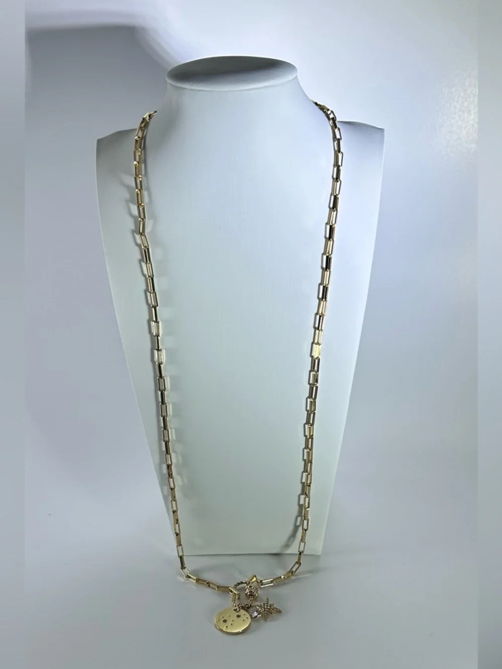 ettika Gold Starburst Crystal & Disc Charm Pendant Necklace - Picture 4 of 9